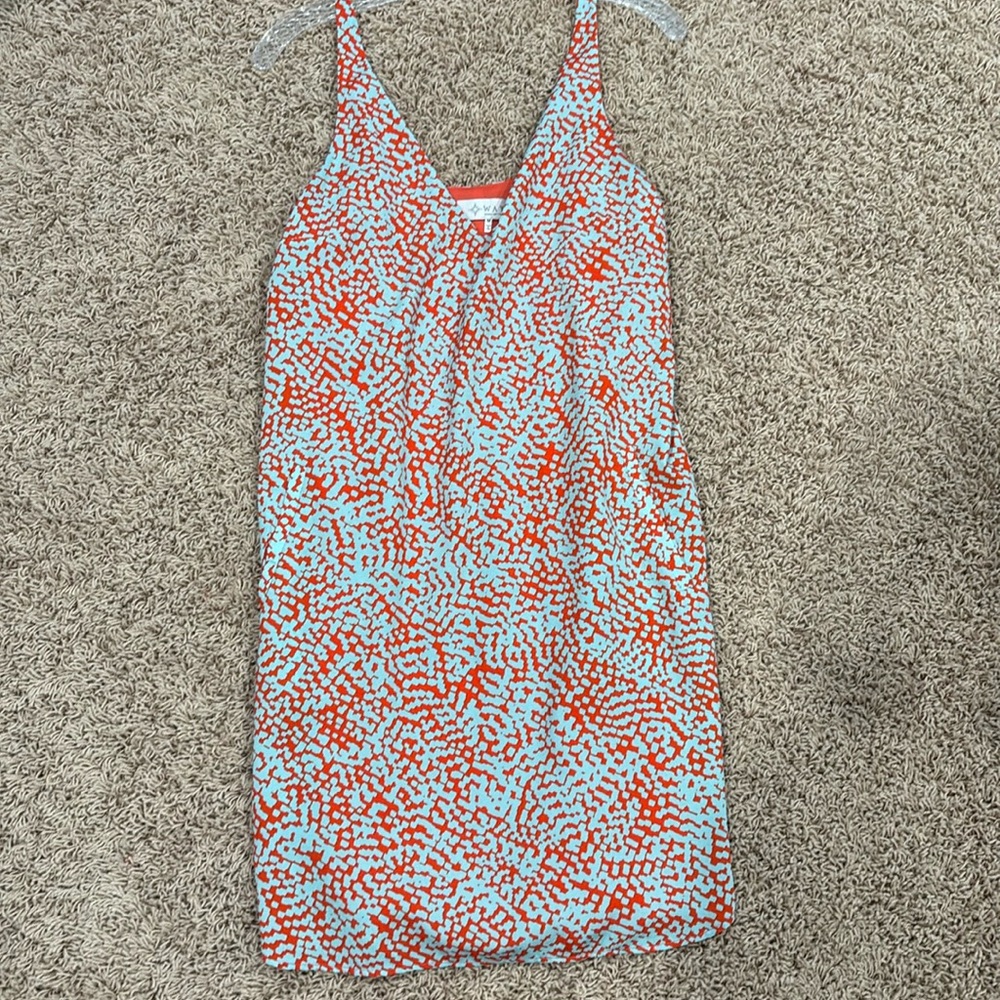 Coral and Blue Patterned Slip Dress